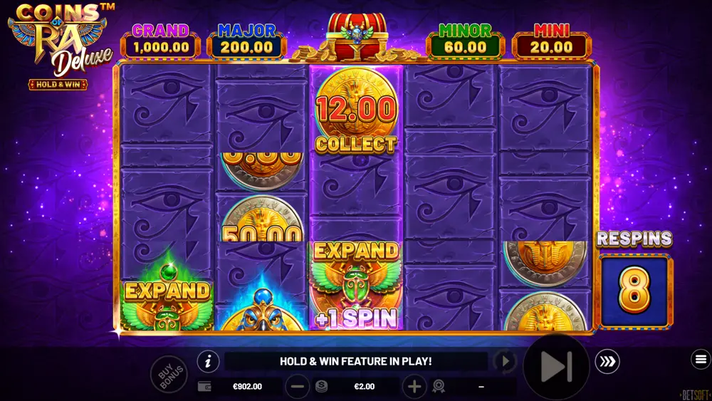 Chest of Gold random feature adding BONUS and COLLECT symbols to the reels