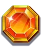 Orange, purple and green gem symbols on the Coins of Ra Deluxe Hold and Win paytable